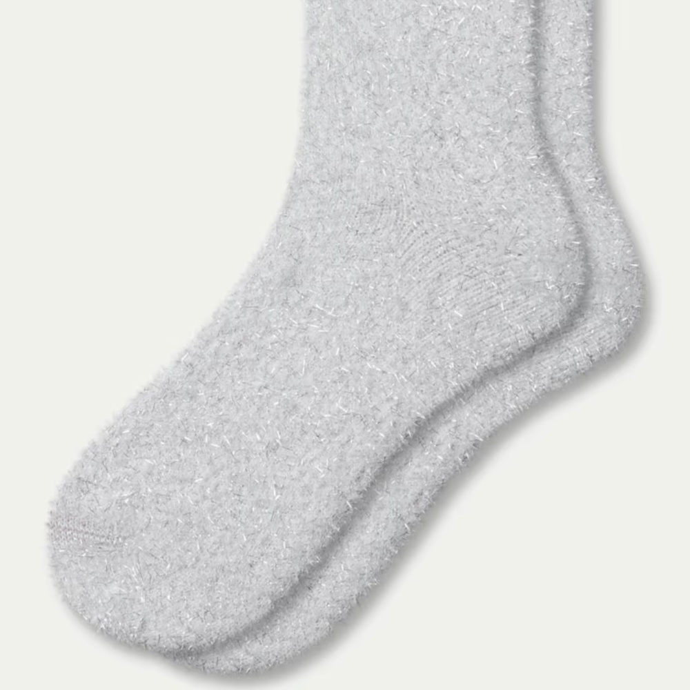 NWT Bombas Women's Fuzzy Calf Socks - Silver Sparkle - Size M